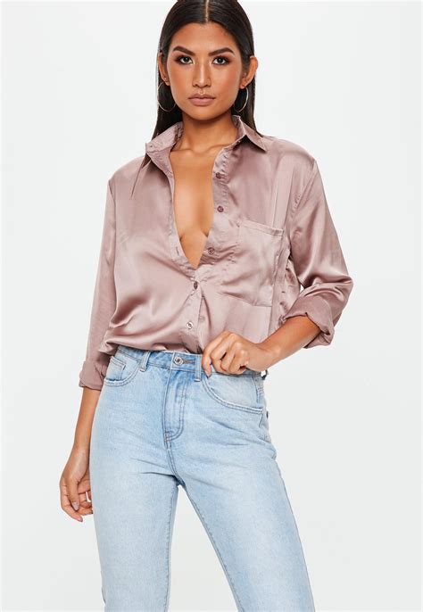 oversized satin shirt outfit.